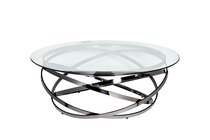 Стол журнальный стекло прозр/темн. хром d120x40см - Garda Decor