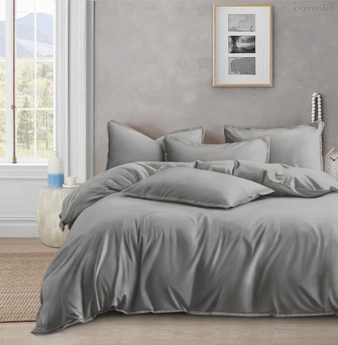 Комплект постельного белья ОCA-6-004-Серый Евро Сатин Однотонный+ нав-ки 70х70х2шт.+ 50х70х2шт. - АльВиТек