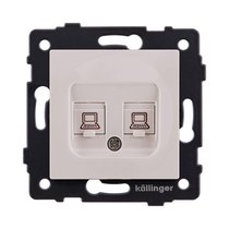 Розетка двойная Ethernet RJ45 Cat.6, кашемир матовый Kollinger REA-019CM для Aspekt, Eleganz, Reflex - Kollinger
