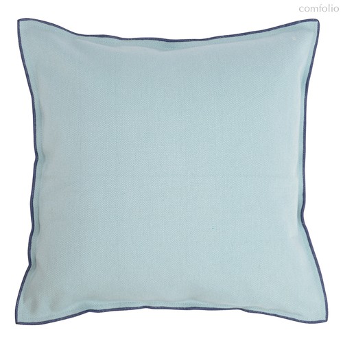 Чехол на подушку из фактурного хлопка голубого цвета с контрастным кантом из коллекции Essential, 45х45 см, 45x45 - Tkano