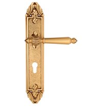 Дверная ручка Venezia Pellestrina CYL на планке PL90 французское золото + коричневый - Venezia Collezione