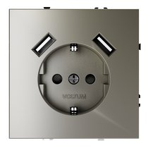 Розетка встраиваемая VOLTUM S70 с заземлением и защитными шторками, 16А, с USB, A+A, (шелк) - Voltum