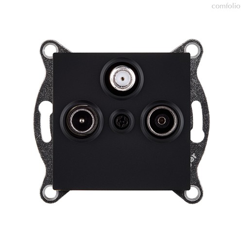 Розетка тройная TV (мама) + TV (папа) + спутниковая SAT, черный матовый Kollinger REA-036BM для Aspekt, Eleganz, Reflex - Kollinger