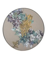 Круглая картина с росписью по ткани Икеда, цвет бежевый - Louvre Home