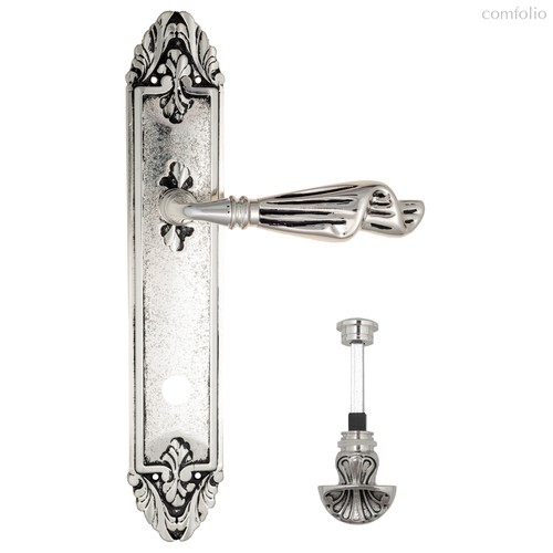 Дверная ручка Venezia Opera WC-4 на планке PL90 натуральное серебро + черный - Venezia Collezione