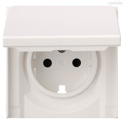 Лицевая панель для розетки 2к+з с крышкой 35634 MW, белый сатин - Rikett