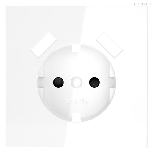 Накладка для розетки с заземлением и защитными шторками, с USB A+A, S70 белый глянцевый - Voltum