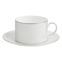 Чашка чайная с блюдцем Wedgwood Джио Платинум 220 мл, фарфор костяной - Wedgwood