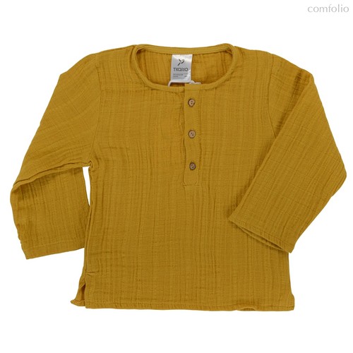 Рубашка из хлопкового муслина горчичного цвета из коллекции Essential 24-36M - Tkano