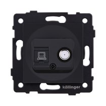 Розетка двойная спутниковая SAT + RJ45 Cat.6, черный матовый Kollinger REA-014BM для Aspekt, Eleganz, Reflex - Kollinger