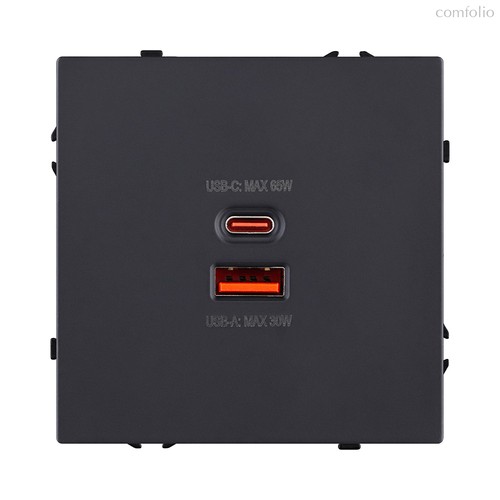 Розетка USB A+C 65W, черный матовый Kollinger Eclipse EC-024BK - Kollinger