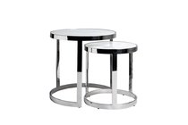 Столы журн (наб из 2шт) стекло мрам/хром d60x60/d46x50 - Garda Decor