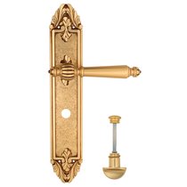 Дверная ручка Venezia Pellestrina WC-2 на планке PL90 французское золото + коричневый