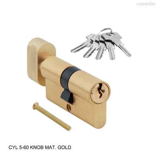 Ключевой цилиндр CYL 5-60 KNOB MAT. GOLD (Мат. золото) - Rush