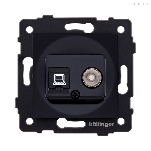 Розетка двойная TV (мама) + RJ45 Cat.6, черный Kollinger REA-012BK для Aspekt, Eleganz, Reflex - Kollinger