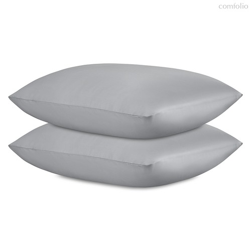 Набор наволочек из премиального сатина светло-серого цвета из коллекции Essential, 70х70 см - Tkano
