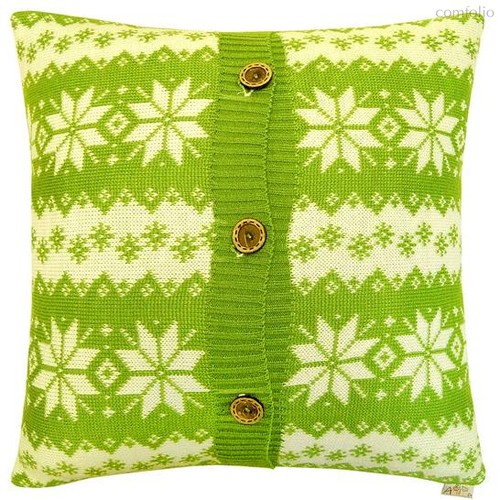 Вязаный чехол для подушки "Green", 43х43 см, 02-V9790/2, цвет зеленый, 43x43 - Altali