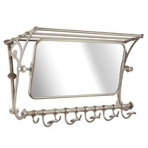 Вешалка настенная с зеркалом, цвет Состаренное серебро