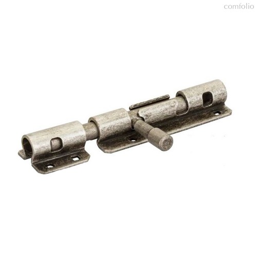 263FA20_A Задвижка дверная, круглый ригель, с отверстием для навесного замка, пружина ALDEGHI 200мм античное серебро - Aldeghi Luigi