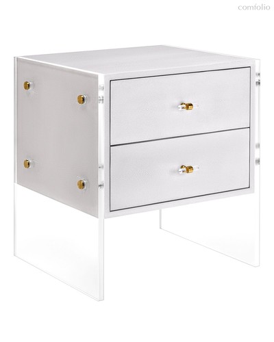 Прикроватная тумба с серой шагреневой кожей Берк, цвет серый - Louvre Home