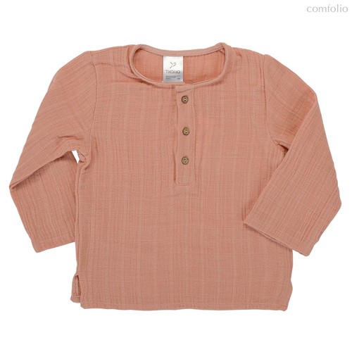 Рубашка из хлопкового муслина цвета пыльной розы из коллекции Essential 18-24M - Tkano