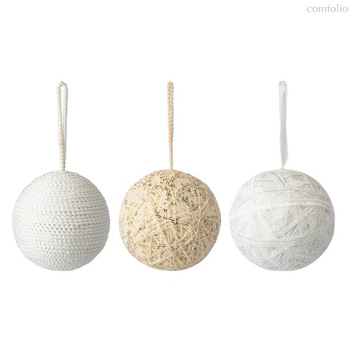 Набор ёлочных украшений White elegance коллекции New Year Essential, 3 шт. - Tkano