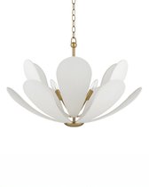 Золотистая люстра Флэк с белым абажуром, цвет полированная латунь - Louvre Home