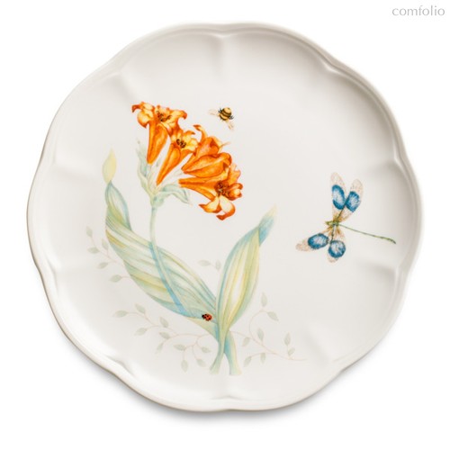 Тарелка акцентная Lenox "Бабочки на лугу.Стрекоза" 23см, цвет оранжевый, 23 см - Lenox