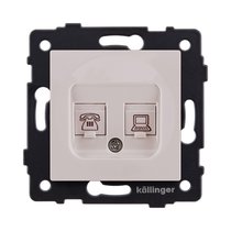 Розетка двойная RJ11 + RJ45 Cat.6, кашемир матовый Kollinger REA-011CM для Aspekt, Eleganz, Reflex - Kollinger