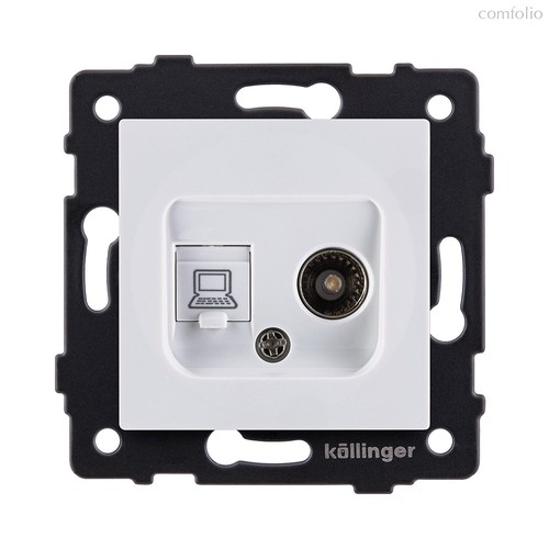 Розетка двойная TV (мама) + RJ45 Cat.6, белый Kollinger REA-012WH для Aspekt, Eleganz, Reflex - Kollinger