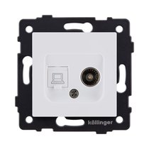 Розетка двойная TV (мама) + RJ45 Cat.6, белый матовый Kollinger REA-021WM для Aspekt, Eleganz, Reflex - Kollinger