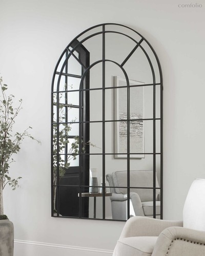 Чёрное зеркало в форме окна Бишоп, цвет черный - Louvre Home