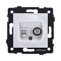 Розетка двойная спутниковая SAT + RJ45 Cat.6, белый Kollinger REA-022WH для Aspekt, Eleganz, Reflex - Kollinger