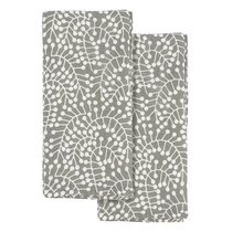 Набор из двух муслиновых полотенец серого цвета с принтом Спелая Смородина из коллекции Scandinavian touch, 50х70 см - Tkano