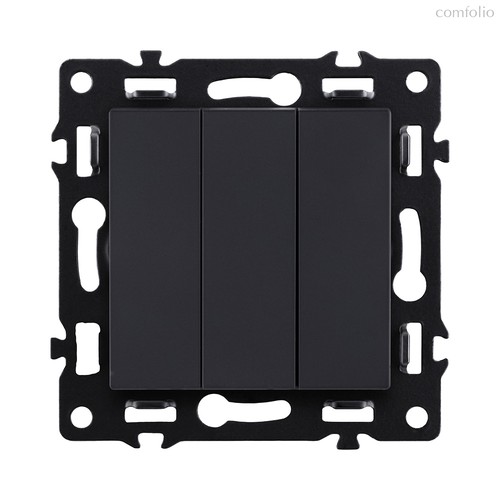 Трехклавишный выключатель 10А/250В Черный Kollinger Asthetik AS-710BK - Kollinger