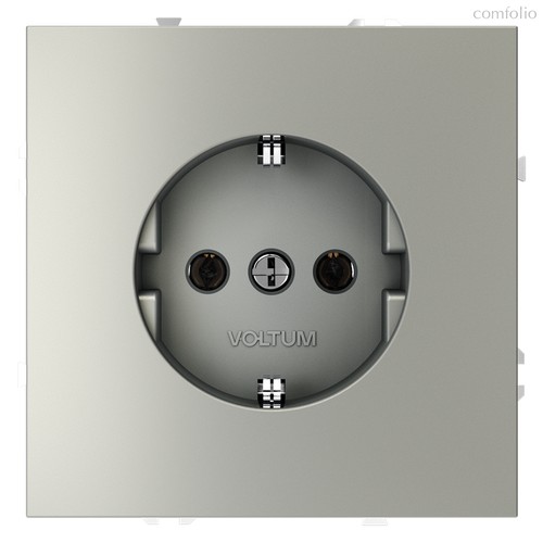 Розетка встраиваемая VOLTUM S70 с заземлением 16А, (сталь) - Voltum