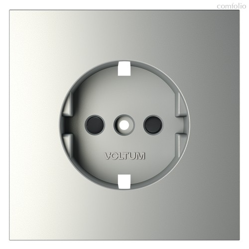 Накладка для розетки с заземлением и защитными шторками, S70 сталь - Voltum