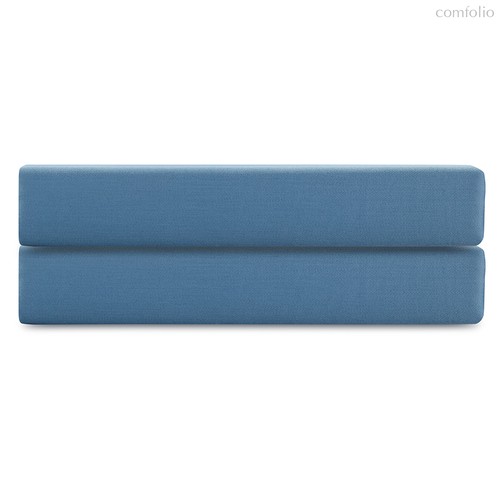 Простыня на резинке из премиального сатина джинсово-синего цвета из коллекции Essential, 180х200х30 - Tkano