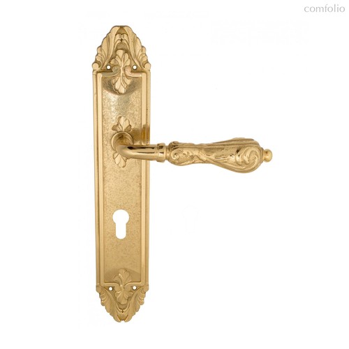 Дверная ручка Venezia Monte Cristo CYL на планке PL90 полированная латунь - Venezia Collezione