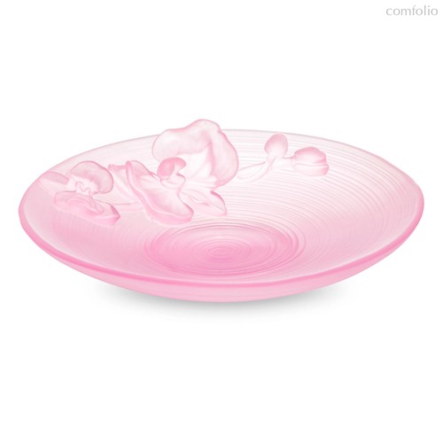 Блюдо Decor de Table Pate de Verre Cristal Орхидея 18 см, хрустальное тесто, розовое, п/к - Decor De Table