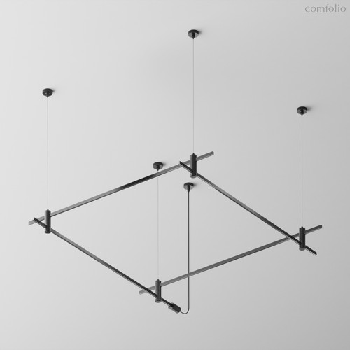 Готовая конструкция квадратная двухуровневая на тросовых подвесах Hang без светильников и блока питания, черный - Maytoni