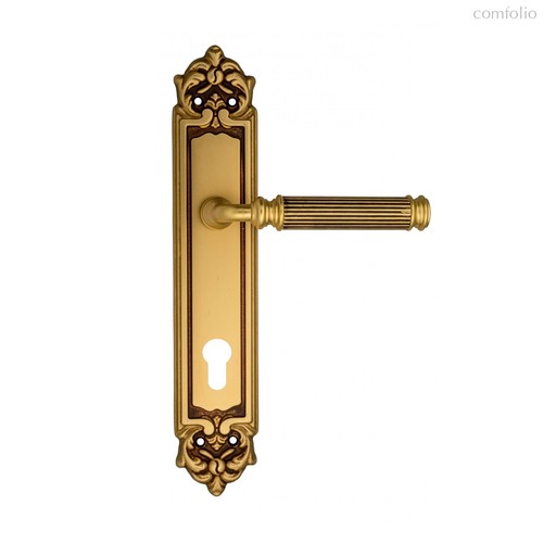 Дверная ручка Venezia Mosca CYL на планке PL96 французское золото + коричневый - Venezia Collezione