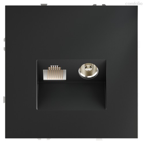 Розетка телевизионная встраиваемая VOLTUM S70 TV+RJ45 кат. 6, графит - Voltum