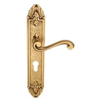 Дверная ручка Venezia Vivaldi CYL на планке PL90 французское золото + коричневый - Venezia Collezione