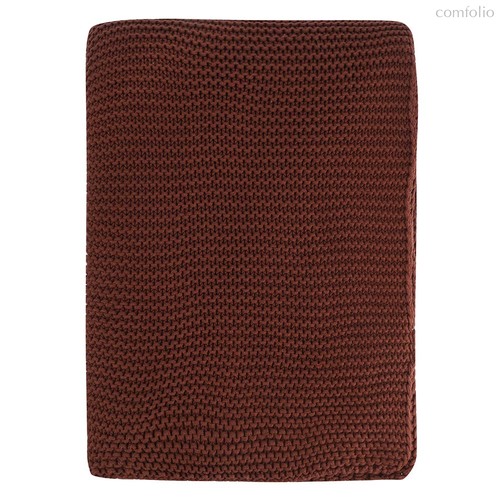 Плед из хлопка жемчужной вязки коричневого цвета из коллекции Essential, 130х180 см - Tkano