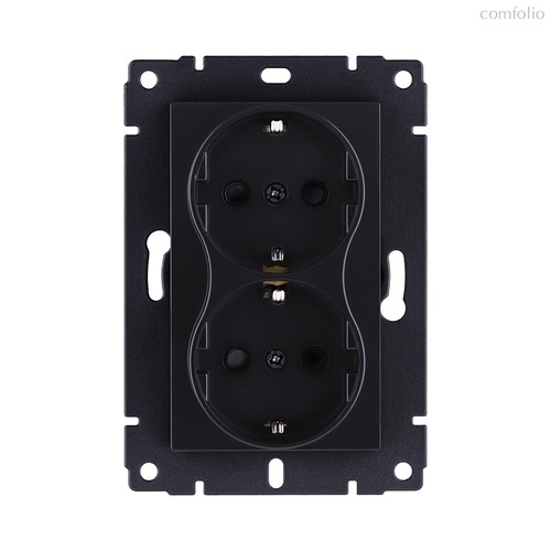 Розетка штепсельная SCHUKO двойная 16A/250 В, черный матовый Kollinger REA-032BM для Aspekt, Eleganz, Reflex - Kollinger