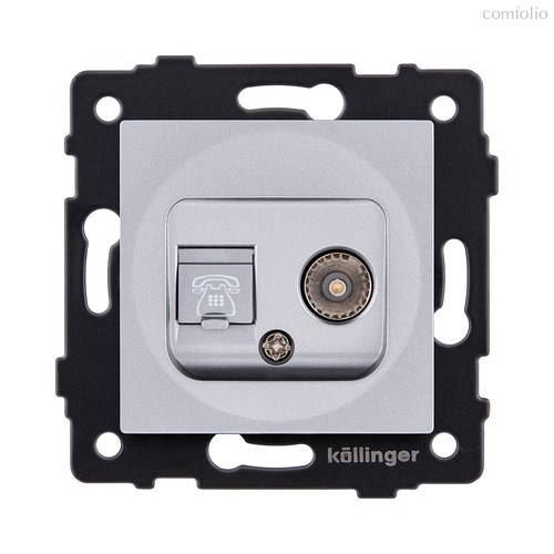 Розетка двойная TV (мама) + телефонная розетка RJ11, серый Kollinger REA-013GY для Aspekt, Eleganz, Reflex - Kollinger