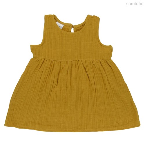 Платье без рукава из хлопкового муслина горчичного цвета из коллекции Essential 4-5Y - Tkano