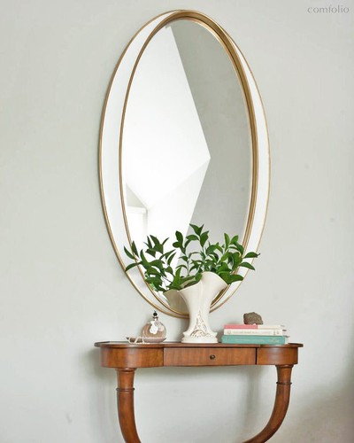 Овальное зеркало в белой раме Дита, цвет белый - Louvre Home