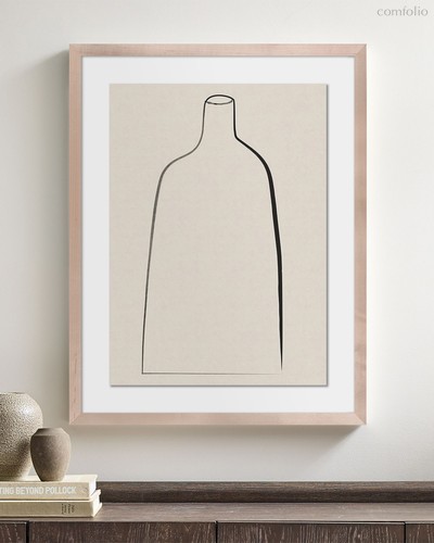 Постер Minimal Vase с дубовой рамой, цвет бежевый - Louvre Home